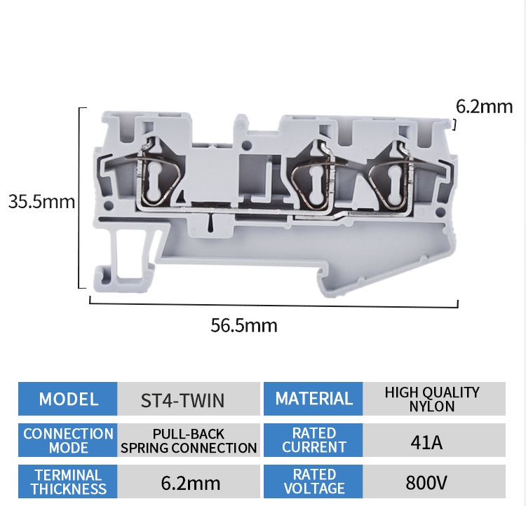 Winston ST4-TWIN Terminals Block High Quality Nylon DIN Rail Brass ...
